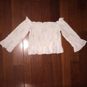 Smocked 3/4 sleeve top Sz M